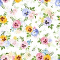 Seamless pattern with colorful flowers. Vector illustration. Royalty Free Stock Photo
