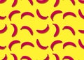 Seamless pattern with colorful fruit of fresh pink bananas concept illustration isolated on yellow background Royalty Free Stock Photo