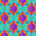 Seamless pattern colorful geometric background 70s hippies style