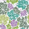 Seamless pattern with colorful Geranium flowers and leaves on white background. Royalty Free Stock Photo