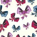 Seamless pattern of colorful gift bows