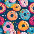 Seamless pattern with colorful glazed donuts. Vector illustration Royalty Free Stock Photo