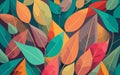 Seamless pattern with colorful gradient autumn leaves. Vector illustration, fall season background, generative ai Royalty Free Stock Photo