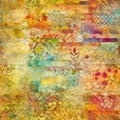 Seamless pattern with colorful grunge patchwork with floral ornament Royalty Free Stock Photo