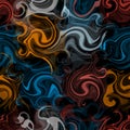 Seamless pattern with colorful  grunge swirled smoky stripes on dark background Royalty Free Stock Photo