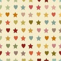 Seamless pattern with colorful hearts and star Royalty Free Stock Photo