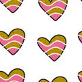 Seamless pattern with colorful hearts for Valentine`s day.Vector