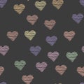 Seamless pattern with colorful hearts. Vector