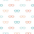 Seamless pattern with colorful Hipster Glasses. Unisex sunglasses texture. Royalty Free Stock Photo
