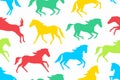 Seamless pattern with Colorful horses silhouettes
