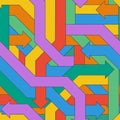 Seamless pattern of colorful intertwined arrows. Royalty Free Stock Photo