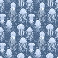 Seamless pattern with colorful jellyfishes. Marine dwellers Royalty Free Stock Photo