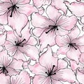 Seamless pattern with colorful lilies flower on white background