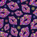 Seamless pattern with colorful lips