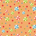 Seamless pattern with colorful lollipops. Vector pattern for wallpaper, fabric print, wrapping paper, birthday party design.Vector
