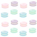 Seamless pattern with colorful macaroon cookies on white.