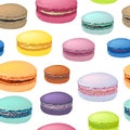 Seamless pattern with colorful macaroon cookies.