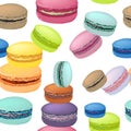 Seamless pattern with colorful macaroon cookies.