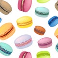 Seamless pattern with colorful macaroon cookies.