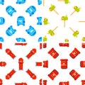 Seamless pattern with colorful mailboxes showing sending and receiving mail