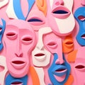 Seamless pattern with colorful masks. 3d render illustration
