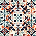 Seamless pattern with colorful Moroccan tiles. Azulejos portuguese mosaic. AI generated Royalty Free Stock Photo