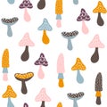 Seamless pattern with colorful mushrooms. Autumn background. Perfect for fabric,textile. Creative Vector background