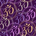 Seamless pattern of colorful Om signs