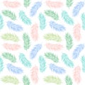 Seamless pattern of colorful palm leaves