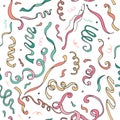 Seamless pattern of colorful party serpentine on white background