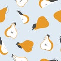 Seamless Pattern. Colorful Pears Light Background. Vector Illustration