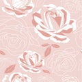 Seamless pattern with colorful pink roses and leaves in light background. Romantic and vintage style for valentines product, home Royalty Free Stock Photo