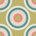 Colorful seamless pattern with polka dot, geometrical shapes, rings, circles. Royalty Free Stock Photo