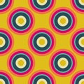 Colorful seamless pattern with polka dot, geometrical shapes, rings, circles. Royalty Free Stock Photo