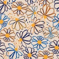 Seamless pattern with colorful pretty flowers