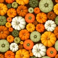 Seamless pattern with colorful pumpkins. Vector illustration.