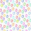 Seamless pattern of colorful rainbow colors watercolor happy holiday flying balloons