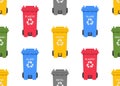 Seamless pattern with Colorful Recycling bins
