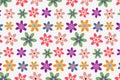 Seamless pattern of colorful retro flowers in white background. Vector illustration used for backgroud, wallpaper, backdrop,