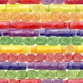 Seamless Pattern of Colorful Rolled Candies and Sweets Royalty Free Stock Photo
