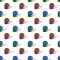 Seamless pattern with colorful sculls on white background.