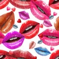 Seamless pattern made of lips Royalty Free Stock Photo