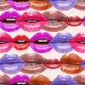 Seamless pattern made of lips Royalty Free Stock Photo