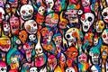 Seamless pattern with colorful skulls,  Halloween background Royalty Free Stock Photo