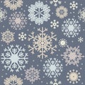 Seamless pattern with colorful snowflakes