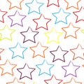 Seamless Pattern With Colorful Stars on black. Scandinavian Style. Vector Illustration