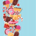 Seamless pattern colorful sticker candy, sweets