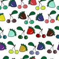 Seamless pattern with colorful strawberry and cherry Royalty Free Stock Photo