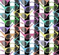 Seamless pattern with colorful sunglasses on striped background.