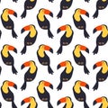 Seamless pattern with colorful toucans